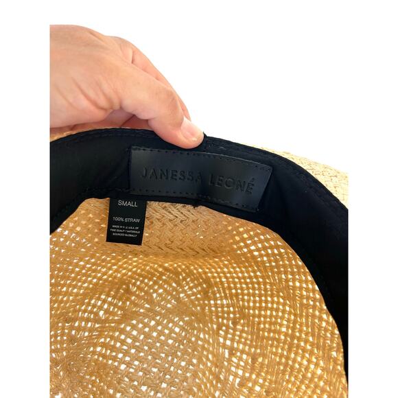 Janessa Leone Hart Straw Fedora Small Jute Packable Summer Sun Tan Neutral